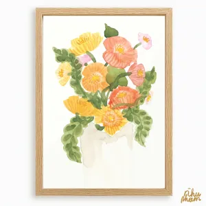 hoa poppy, tranh in trang trí khổ a3 / a4 kèm khung hình miễn phí, tranh in kỹ thuật số, khung tranh chắc chắn và bền đẹp