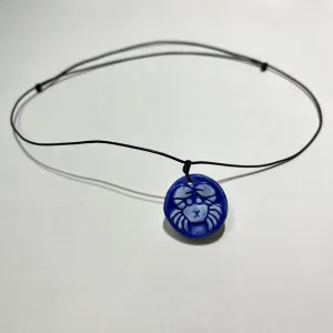 vòng cổ gốm con cua, phụ kiện gốm thủ công tráng men, màu xanh và trắng, phụ kiện độc đáo, mang nét đặc trưng riêng