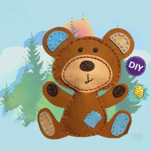 bear misha, diy 5+ sewing kit toy, craft toy, cute bear misha, educational toy, develops concentration