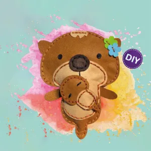 mrs otter & baby otty, diy 5+ sewing kit toy, child-safe, detailed instructions, comprehensive development, handcrafted toy