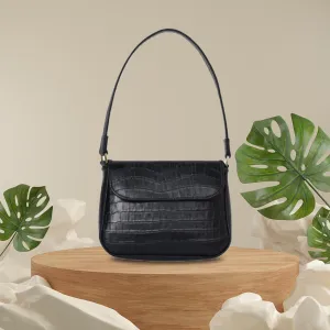 muse leather shoulder bag, crocodile skin texture, high-quality material, minimalist and stylish design, high durability, youthful stylemuse leather shoulder bag, crocodile skin texture, high-quality material, minimalist and stylish design, high durability, youthful style