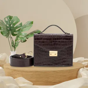 dark brown chloe leather crossbody bag, premium genuine leather, luxurious style, a gift for sophisticated ladies