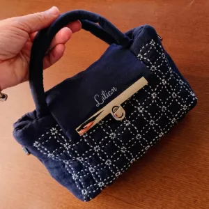 Túi Chàm Linen Thêu Sashiko, Túi Xách Tay, Kích Thước Nhỏ Nhắn Tiện Dụng, Kiểu Dáng Hiện Đại, Quà Tặng Cá Nhân Hoá, Miễn Phí Thêu Tên