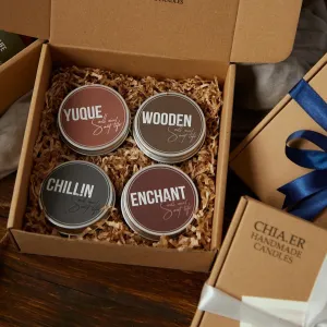 Gift Box Of 4 “Deforest Symphony” Scented Soy Candle Tins