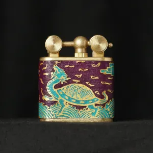 Classic Turtle Hand-Drawn Leather Lighter, Compact Leather Lighter, Copper Lighters, Personalized Lighters, Gifts For Him, Vietnamese Gifts