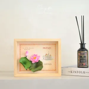 Lotus Postcard, Personalized Paper Flower Painting, Handmade Decorative Painting, 20 x 25cm, Wooden Frame, Perfect Vietnamese Souvenir, Handmade Gifts
