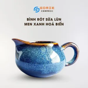 Bình Rót Sữa Gốm Sứ Men Xanh Hỏa Biến, Tiện Nghi Và Trang Nhã, Gốm Bát Tràng, Bình Rót Sữa Lùn, Bình Mini Đa Năng, Gốm Cao Cấp, Dụng Cụ Bàn Tiệc