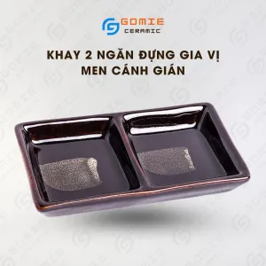 Khay Gia Vị 2 Ngăn Men Cánh Gián Hỏa Biến, Gốm Sứ Bát Tràng Cao Cấp, Làm Đẹp Gian Bếp Nhà, Gốm Cao Cấp, Đồ Dùng Nhà Bếp, Khay Đựng Gia Vị