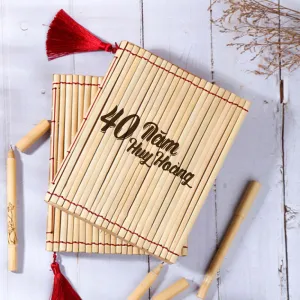 sổ tay tre thủ công (kèm hộp quà), chất liệu tre gần gũi, bìa sổ được chăm chút tỉ mỉ, chất liệu giấy tốt, không gây lem