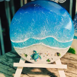 Tranh Biển Epoxy Resin Để Bàn, Góc Nhỏ Của Biển Xanh, Tranh Epoxy Resin, Tranh Để Bàn, Vỏ Ốc Và Cát Biển Thật, Đồ Trang Trí, Quà Tặng Độc Đáo.