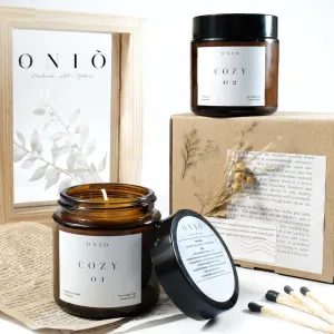 Nến Thơm "COZY", Cảm Giác Ấm Áp Mỗi Ngày, Hũ Thủy Tinh Nâu, Nến Thơm Cao Cấp, Trị Liệu Mùi Hương, Nhiều Lựa Chọn Hương Thơm, Quà Tặng Tinh Tế