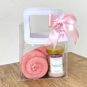 Hộp Quà Herbal Bath Bliss, Phút Thư Giãn Yêu Thương, Muối Tắm Thảo Mộc, Khăn Tắm, Giỏ Quà Trong Suốt, Chăm Sóc Cơ Thể, Hộp Quà 20/10, Hộp Quà Cho Nữ