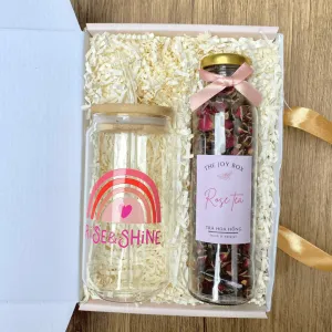 Hộp Quà Floral Tea Time, Tận Hưởng Phút Thưởng Trà Ngọt Ngào, Ly Thủy Tinh, Trà Hoa, Hộp Quà 20/10, Hộp Quà Có Quai, Quà Tặng Ngày Phụ Nữ