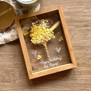 Dried Flower Bouquet Birthday Greeting Frame, A Timeless Piece Of Natural Art, Decorative Artwork, Rustic And Natural Beauty, Handcrafted Decor Item