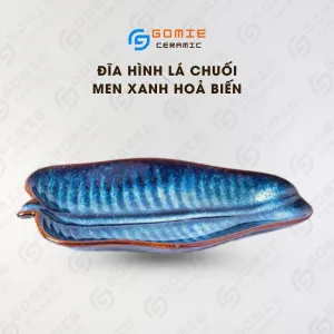 Đĩa Lá Chuối Men Xanh Hỏa Biến, 29 x 14cm, Gốm Sứ Bát Tràng Cao Cấp, Đĩa Gốm Thiết Kế Độc Đáo, Đĩa Gốm Men Hỏa Biến, Đồ Dùng Nhà Bếp Sang Trọng
