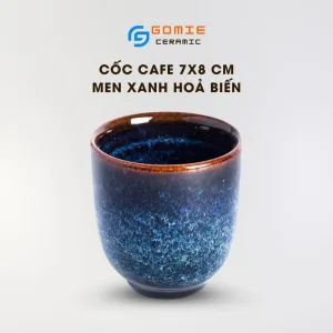 Blue Fire-Glazed Ceramic Coffee Cup, 7 x 8cm, Bat Trang Ceramics, Ceramic Mug, Vietnamese Ceramics, Handmade Ceramic, Decoration, Vietnamese Gifts