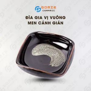 Đĩa Gia Vị Vuông Men Cánh Gián Hỏa Biến, Gốm Sứ Bát Tràng, Đĩa Muối Thiết Kế Sang Trọng, Đĩa Gốm Đựng Nước Chấm, Phụ Kiện Bàn Tiệc, Đồ Gốm Thủ Công