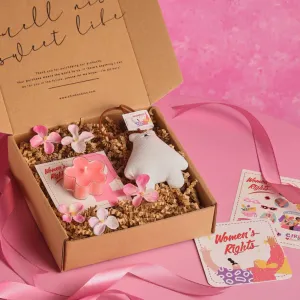 Gift Box Of Handmade Scented Tea Light Candle With Accessory, 
"Women's Rights" Collection, Perfect Gift For Her, Meaningful Present