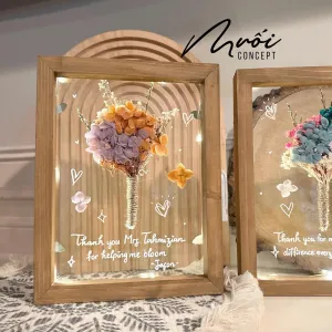 bó hoa, tranh hoa khô dáng chữ nhật, muối concept, chus