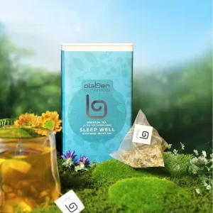 Enjoy the delicate flavor of Sleep Well Herbal Tea, a natural herbal tea with green tea and sleep aid benefits, offering stress relief and a healthy beverage that's the perfect health gift for family.