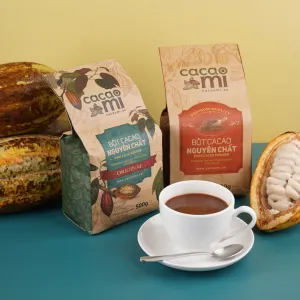 bột cacao nguyên chất 500g, thức uống dinh dưỡng, nguyên liệu tự nhiên, phù hợp với mọi lứa tuổi, không chứa chất phụ gia