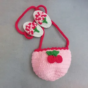 túi len mini dáng bầu cho bé, túi mini xinh xắn, túi móc len thủ công, chi tiết thêu tay tinh xảo, quà tặng cho các bé gái