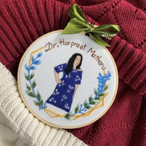 The Personalized Portrait with Flower & Text Embroidery Frame is a unique handmade canvas embroidery that transports you into the art, making it the perfect personalized gift for a birthday