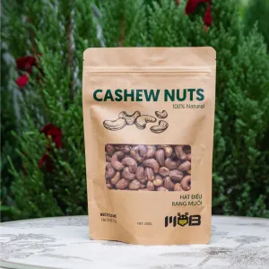 MOB Salted Cashew Bag (250g) is a delicious and nutritious healthy snack, packed with energy-boosting benefits and featuring the finest cashews from Bình Phước, making it the perfect Vietnamese gift