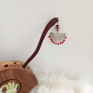 The Red Fan Dangle Wooden Hair Stick makes a radiant and powerful statement, combining vintage charm with handmade elegance, and serves as a unique birthday gift for her