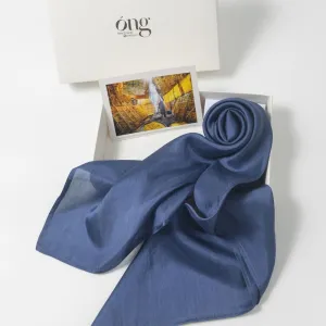 This Navy Silk Scarf, crafted from mulberry silk and a traditional Vietnamese accessory, creates an alluring mysterious look, making it a unique gift for her