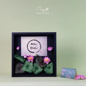 The Large Zen Lotus Paper Flower Painting, 33 x 33cm, is a personalized artwork that serves as a subtle addition to any space, making it the perfect Vietnamese Tet gift or thoughtful present for any occasion