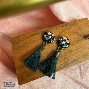Gracefully dangling with delicate beauty, these Hand-Embroidered Tassel Earrings are an exquisite accessory that embodies artistry - making them the perfect birthday gift for her or a thoughtful present for any occasion.