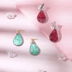 tear drop marble clay earrings, diverse and vibrant colors, adding delicate touch to outfits, lightweight and comfortable to wear