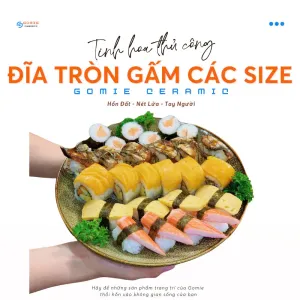 Đĩa Tròn Men Gấm Vàng Hỏa Biến – dấu ấn độc bản từ gốm Bát Tràng cao cấp, vừa là phụ kiện bàn tiệc sang trọng, dĩa chuyên dụng nhà hàng, vừa là món quà lưu niệm Việt Nam đầy tinh tế.
