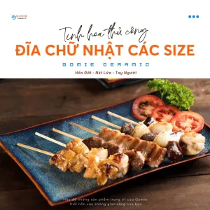 The Fire-Glazed Blue Rectangle Plate is a refined Bát Tràng ceramic tray, perfect for fine dining, restaurants, or a housewarming gift, exuding elegance in every detail.
