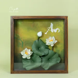 Peaceful Lotus" (25 x 25cm) is a personalized paper flower painting that gently adorns any space with its handmade charm—an ideal housewarming gift or a meaningful Hue souvenir