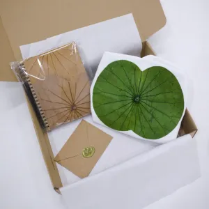 "Graceful Speech" gift set – handmade Vietnamese souvenir imprinted with native products, featuring lotus notebook and tote bag, meaningful gift for foreigners.