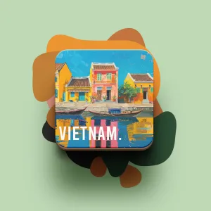 Vietnam travel wooden coasters showcase local beauty shining everywhere through exclusively designed patterns, offering elegant handcrafted accessories that serve as perfect compact Vietnamese souvenirs.