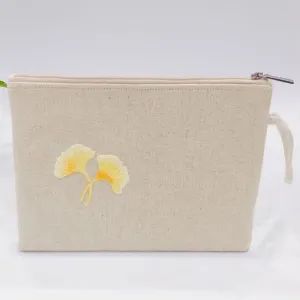 Túi mỹ phẩm lá Ginkgo – túi letter thêu hoa mang vẻ đẹp của sự bền bỉ, túi cầm tay nhỏ gọn, phụ kiện thủ công ấn tượng, quà sinh nhật và quà tặng thủ công tinh tế cho nữ