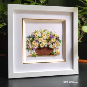 "Gentle Sunshine" Paper Flower Painting Radiates Joy Into Room Corners with its Elegant Desk Frame, offering Handcrafted Art that makes a perfect Housewarming Gift or Unique Handmade Gift.