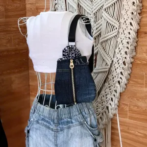 Túi đeo chéo balo mini K3 từ jeans tái chế với đường nét riêng biệt, túi xách độc bản phụ kiện thời trang bền vững làm quà sinh nhật
