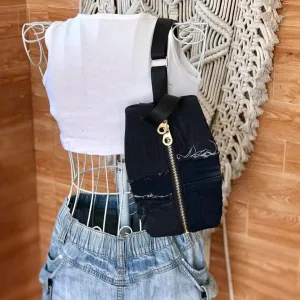 Túi đeo chéo balo mini K7 từ jeans tái chế thì thầm về cá tính riêng, túi xách độc bản phụ kiện thời trang bền vững làm quà sinh nhật độc đáo