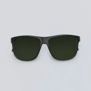 Black frame sunglasses crafted from recycled plastic make a green fashion statement while providing premium UV protection, combining sustainable accessory design with stylish functionality, perfect as a meaningful and eco-conscious birthday gift.