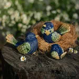 Set of 3 wren family ceramic figurines adds a touch of joy to everyday life through charming craftsmanship, serving as unique home decoration pieces, authentic Vietnamese souvenirs, and meaningful housewarming gifts