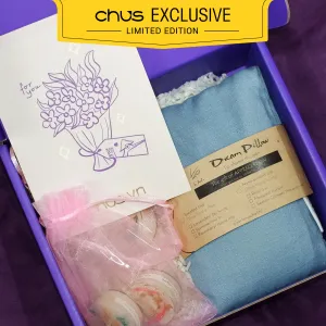 Love Gift Box designed to let affection shine in every moment, featuring an exclusive gift set with tealight candle and eye relaxation pillow, beautifully packaged in an elegant gift box with personalized card, making a unique and meaningful birthday present.