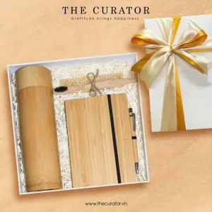 "Eco-Office" gift box delivering green message features premium gift set with unique bamboo office supplies, creating a high-end corporate gift and meaningful Vietnamese souvenir