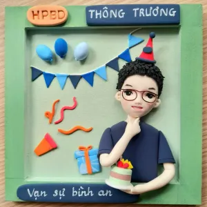 Tranh chân dung chibi bằng đất sét theo yêu cầu món quà giữ mãi không quên, tranh cá nhân hóa kèm lời chúc làm quà sinh nhật