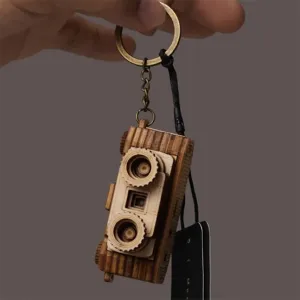 Móc khóa gỗ hình camera nét cổ điển độc quyền, móc khóa gỗ thật gọn nhẹ thủ công độc đáo quà tặng lưu niệm Việt Nam