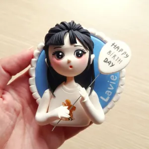 Custom chibi portrait clay magnet preserving emotions perfectly, personalized clay figurine Vietnamese souvenir as birthday gift