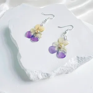 Dried pansy resin earrings love through every petal, natural dried flowers unique handcrafted accessory as impressive birthday gift